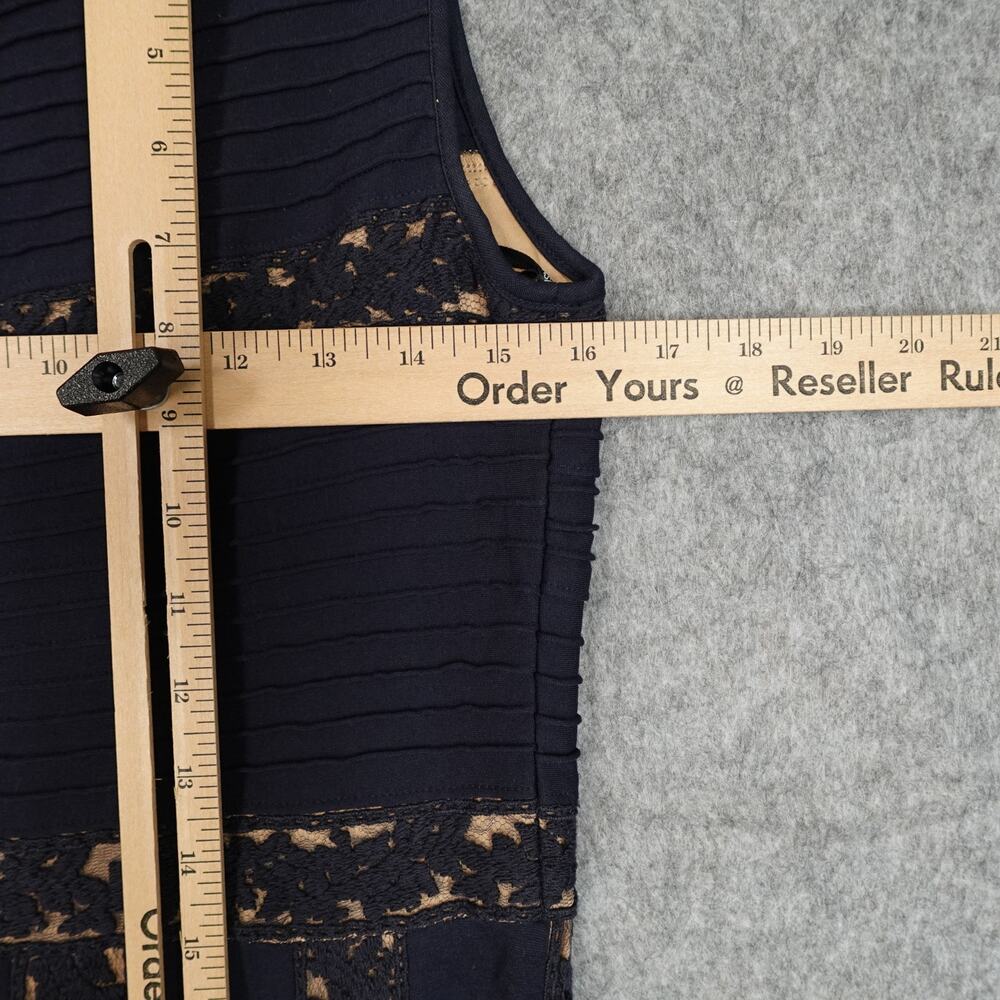 Tadashi Shoji Dress Womens Medium Lace Inset Jersey Fit Flare Cocktail Navy Nude - Picture 8 of 10